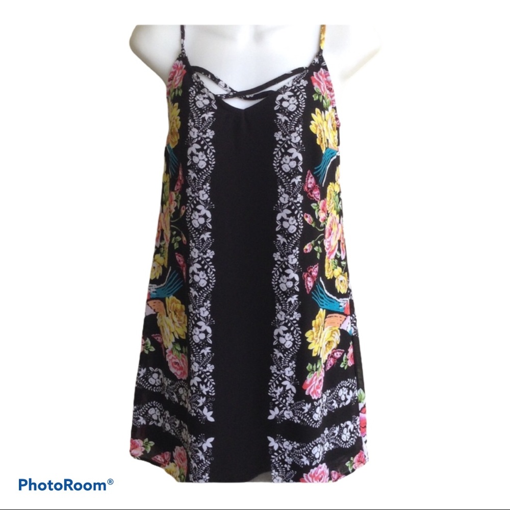 Rue 21 NWT Black Multi Floral Sheath Slip Summer Dress Lined Size Small
